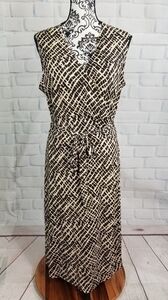 Charter Club women's sleeveless geometric print wrap stretch dress size 12 RR03